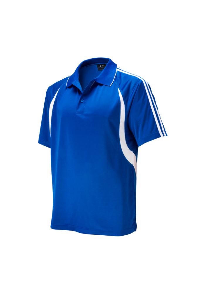Men's Flash Polo in Royal/White, Size 5XL, featuring breathable fabric, contrast detailing, and a functional pocket.