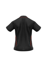 Ladies Flash Polo in Black and Red, size 16, featuring breathable fabric, modern design, and stylish contrast details.