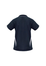 Ladies Flash Polo in Navy/White, Size 12, features breathable fabric, chic V placket, and contrast stripes for stylish comfort.