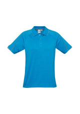 Mens Blade Polo in Cyan and Silver Grey, 2XL, featuring a soft-touch fabric, raglan sleeves, and a stylish knitted collar.