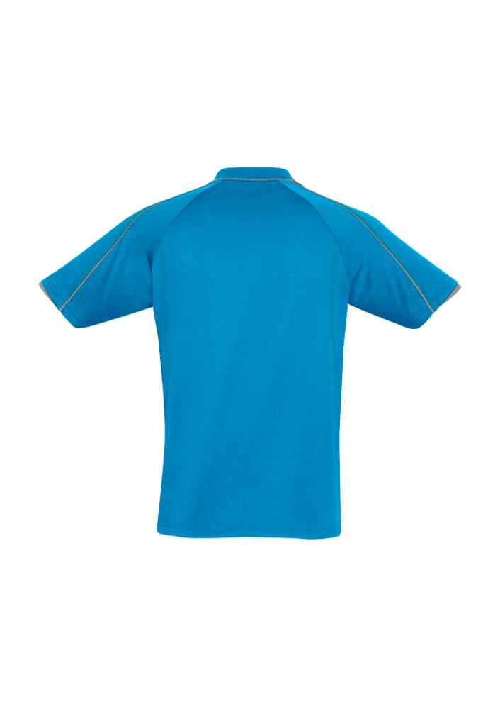 Mens Blade Polo in Cyan/Silver Grey, 2XL, featuring soft cotton blend, raglan sleeves, and a stylish knitted collar.