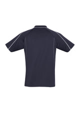 Men's Blade Polo in Navy/White, Size S, with soft-touch jersey, UPF protection, raglan sleeves, and knitted collar.