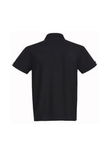 Men's black/check polo shirt in 3XL featuring a stylish check placket, chest pocket, and comfortable low pill fabric.