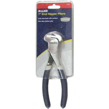 7-inch end cutting nippers with precision edges, carbon steel construction, and comfortable grips for accurate cutting.