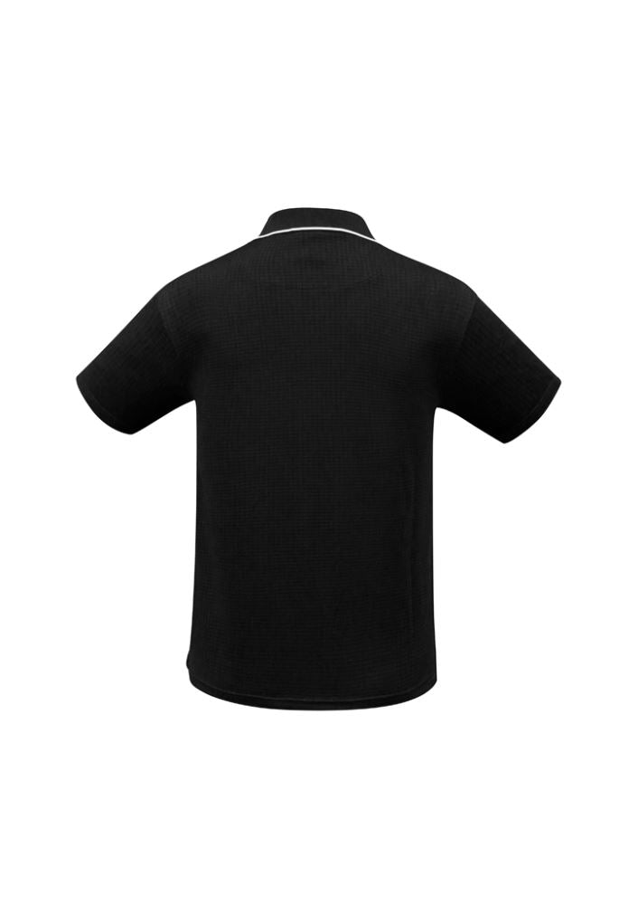 Men's Elite Polo in Black/White, Size S; breathable polyester, modern cut, contrast trim, UV protection, ideal for casual or work wear.