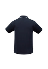 Navy and white Mens Elite Polo in 3XL featuring breathable polyester, contrast trim, side splits, and a practical pocket.