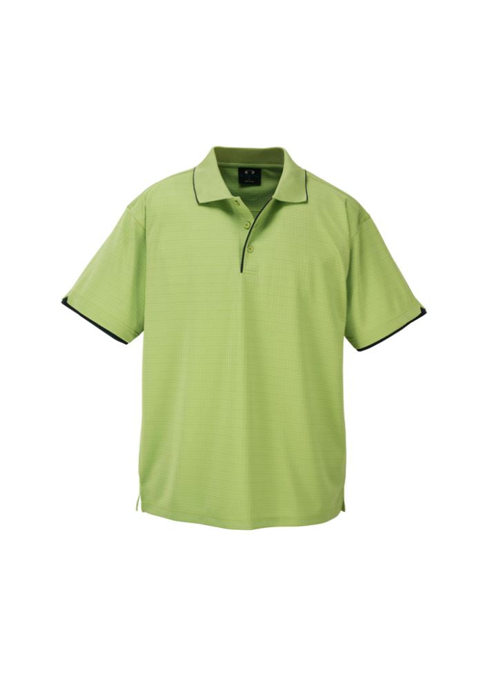 Men's Elite Polo in pistachio and navy, 3XL, featuring breathable fabric, modern design, and UPF sun protection.