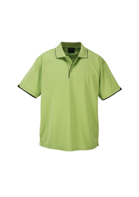 Men's Elite Polo in pistachio and navy, 3XL, featuring breathable fabric, modern design, and UPF sun protection.