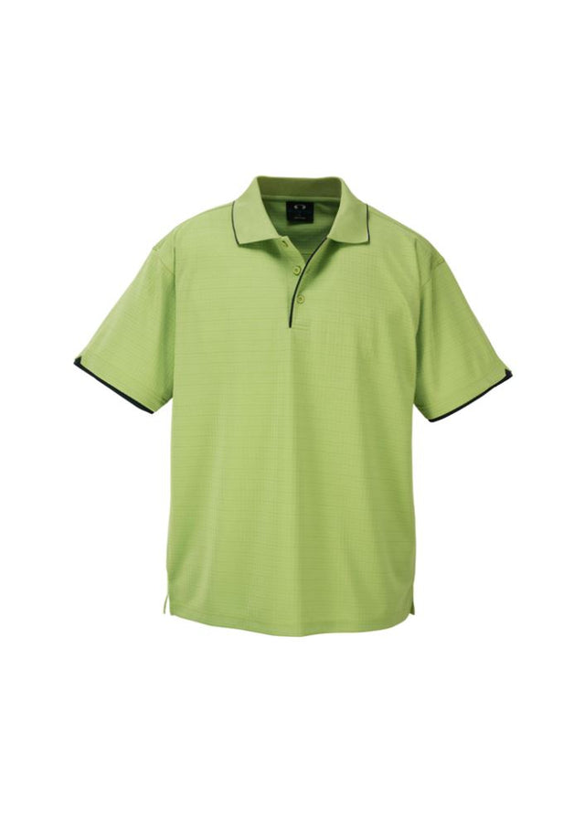 Men's Elite Polo in pistachio and navy, 3XL, featuring breathable fabric, modern design, and UPF sun protection.