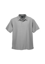 Men's 3XL Micro Waffle Polo in Silver Grey, featuring breathable polyester, self-fabric collar, and concealed button placket.