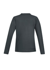 Charcoal long sleeve polo for women, size 14, featuring Y-placket, knitted collar, and UV protection for versatile styling.