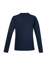 Navy long sleeve ladies polo from Biz Collection, featuring stylish Y-placket, UPF protection, and durable fabric blend.