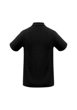 Men's black crew polo in 2XL, made from soft polyester-cotton blend, featuring a knitted collar and UPF sun protection.