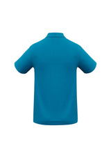 Men's 3XL Crew Polo in vibrant cyan, crafted from polyester-cotton blend, featuring a sleek collar and handy pocket.