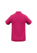 Fuchsia Kids Crew Polo in size 4, made from durable fabric with UPF protection, featuring a stylish collar and 3-button placket.