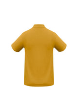 Kids Crew Polo in Gold (Size 8) from Biz Collection, featuring a soft, durable fabric with stylish collar and button placket.