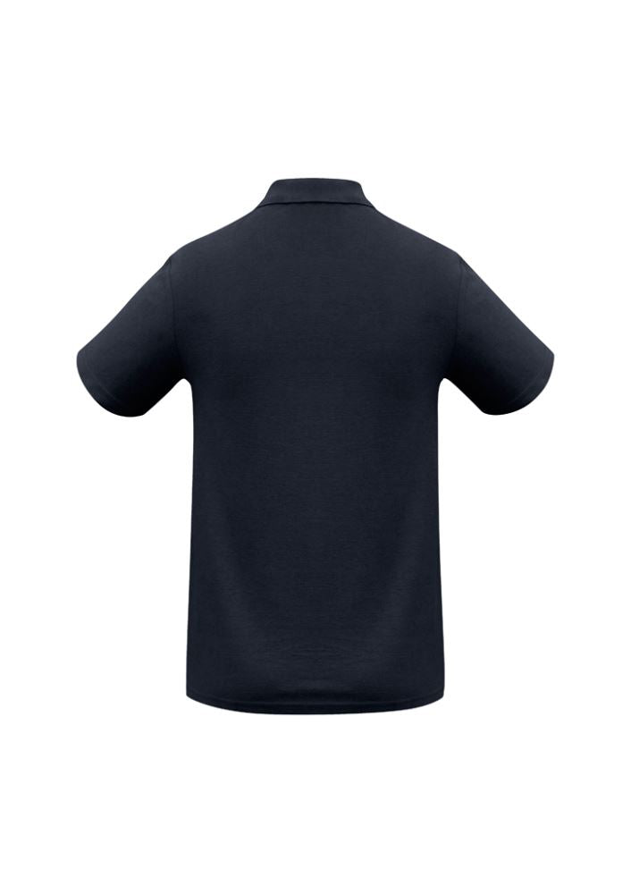 Kids Crew Polo in navy, size 8, featuring soft, durable fabric with UPF protection, stylish collar, and 3-button placket.