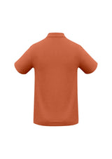 Men's Crew Polo in vibrant orange, size XL, featuring breathable fabric, UV protection, and a sleek knitted collar.