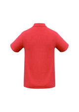 Vibrant red Kids Crew Polo in size 14, featuring a soft fabric blend, UPF protection, and stylish 3-button placket.