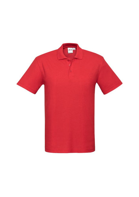 Vibrant red Kids Crew Polo, size 16, featuring durable fabric, stylish collar, and sun protection for active children.