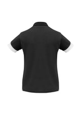 Ladies Talon Polo in Black/White, Size 20, featuring breathable fabric, stylish design, and excellent UV protection.