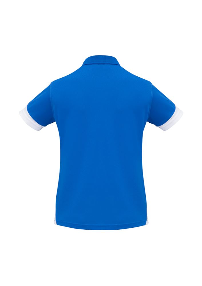 Ladies Talon Polo in Royal/White, size 18, featuring breathable fabric, stylish design, and excellent sun protection.