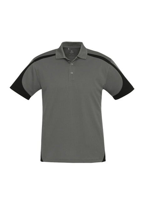 Men's Talon Polo in Ash/Black, size XL, featuring breathable fabric, stylish collar, and contrast panels for active lifestyles.