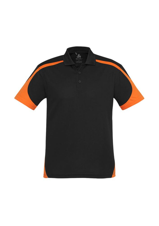 Men's Talon Polo in Black/Orange, 3XL, featuring breathable fabric, stylish panels, and a practical pocket for comfort and function.