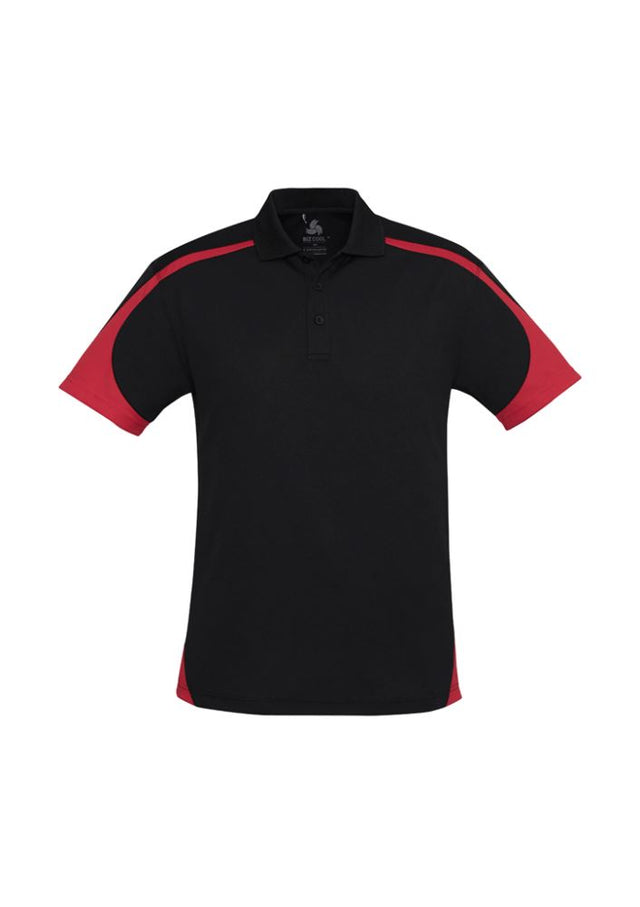 Men's Talon Polo in Black/Red, size M with breathable fabric, moisture-wicking features, and stylish design for active lifestyles.