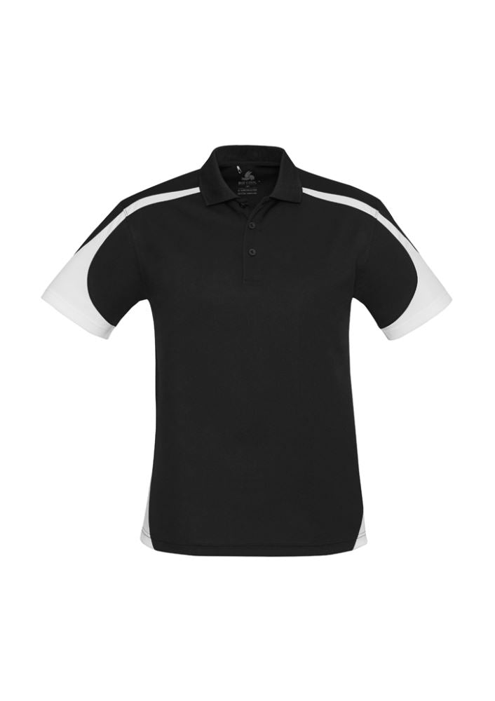 Mens Talon Polo in Black/White, Size XL, features breathable mesh, UPF protection, and modern design elements for versatility.