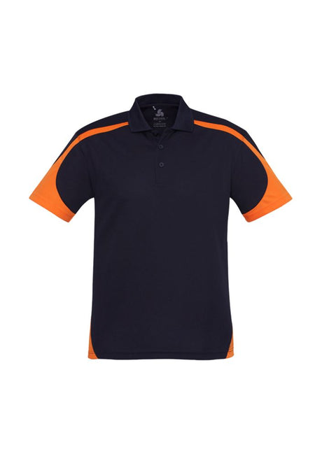Men's Talon Polo in Navy/Orange, lightweight breathable fabric, stylish collar, UPF protection, size L, perfect for casual and active wear.