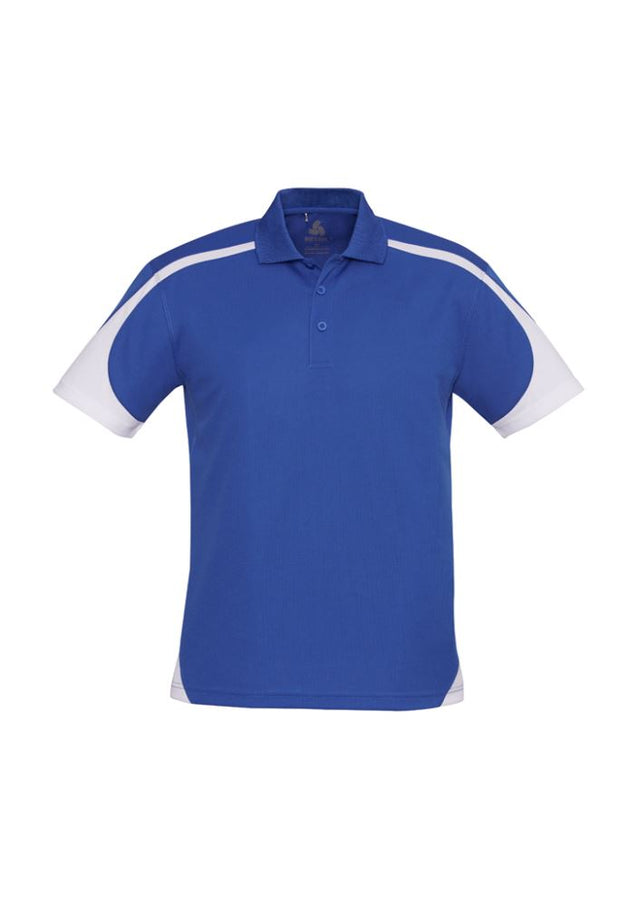 Men's Talon Polo in royal and white, featuring breathable fabric, modern design, and a practical pocket for casual outings.