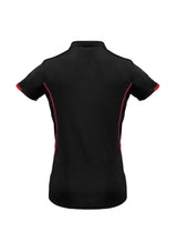 Ladies Razor Polo in Black and Red, Size 14, featuring breathable mesh panels and stylish contrast details.