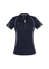 Ladies Razor Polo in Navy/White, Size 18, featuring breathable mesh panels and stylish contrast details for outdoor comfort.
