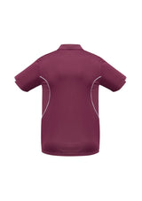 Men's maroon/white Razor Polo in 5XL, featuring breathable mesh, unique sleeves, and a stylish knitted collar.
