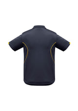 Kids Razor Polo in Navy and Gold, Size 4, features breathable fabric, stylish design, and excellent sun protection for active play.