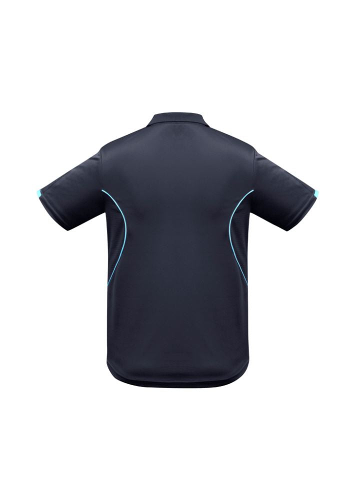 Kids Razor Polo in Navy/Sky, Size 16, featuring breathable mesh panels and stylish contrast details for active comfort.