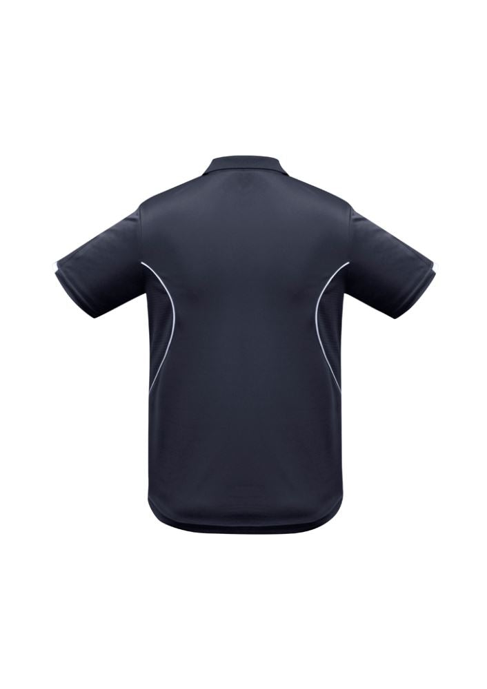 Kids Razor Polo in Navy/White, size 16, featuring breathable fabric, stylish design, and UV protection for active youth.