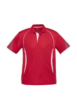 Kids Razor Polo in red and white, size 12, featuring breathable mesh panels and stylish design for active youth.