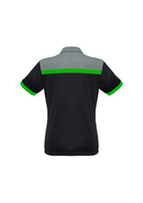 Ladies Charger Polo in black, green, and grey, size 14, crafted from lightweight, antibacterial BIZ COOL™ Polyester for style and comfort.