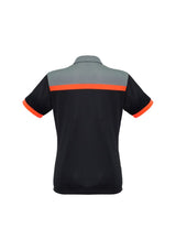 Ladies Charger Polo in Black/Fluoro Orange/Grey, Size 22, crafted from lightweight BIZ COOL™ Polyester with antibacterial properties.