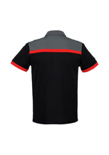 Men's Charger Polo in Black/Red/Grey, size 5XL, lightweight, breathable fabric with UPF protection and antibacterial features.