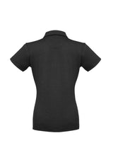 Graphite Black Ladies Shadow Polo, size 18, features a soft cotton-rich fabric and stylish tonal stripe pattern.