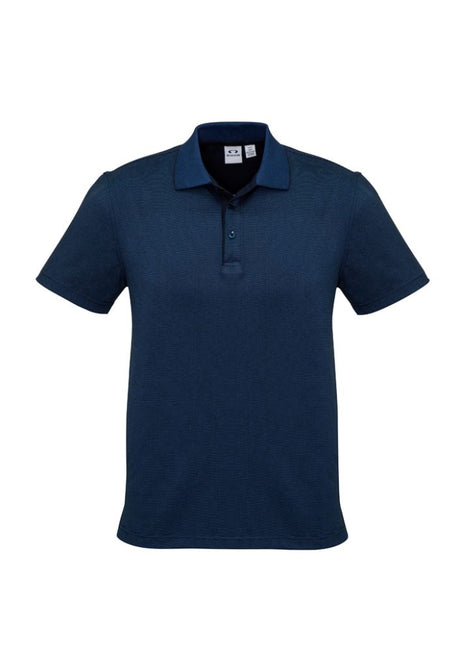 Men's Shadow Polo in Carbon Blue, 5XL, featuring a tonal stripe pattern, soft fabric, and a practical pocket for casual or formal wear.