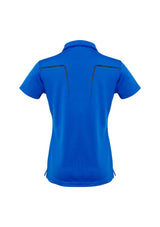 Ladies Cyber Polo in Royal/Silver, Size 12, featuring lightweight, breathable fabric and stylish contrast print design.
