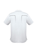 Men's Cyber Polo in White/Silver, 5XL, featuring breathable fabric, sun protection, and a stylish contrast design.