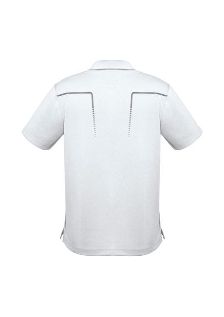 Men's Cyber Polo in White/Silver, 5XL, featuring breathable fabric, sun protection, and a stylish contrast design.