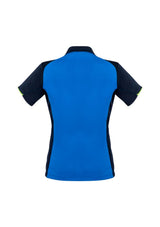Ladies Victory Polo in Navy/Royal/Fluoro Lime, Size 22, featuring UPF protection and antibacterial fabric for active wear.