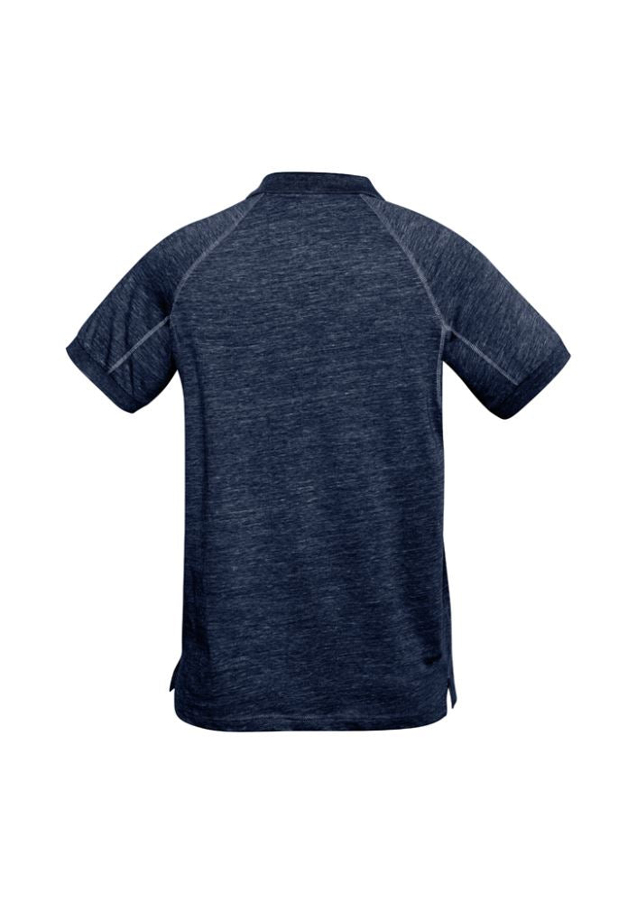 Midnight Blue Men's Coast Polo in size S with raglan sleeves, breathable fabric, and stylish knitted collar for casual elegance.