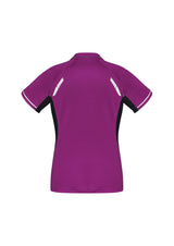 Ladies Renegade Polo in Magenta, Black, and Silver, size 8, featuring reflective trims and breathable mesh panels.